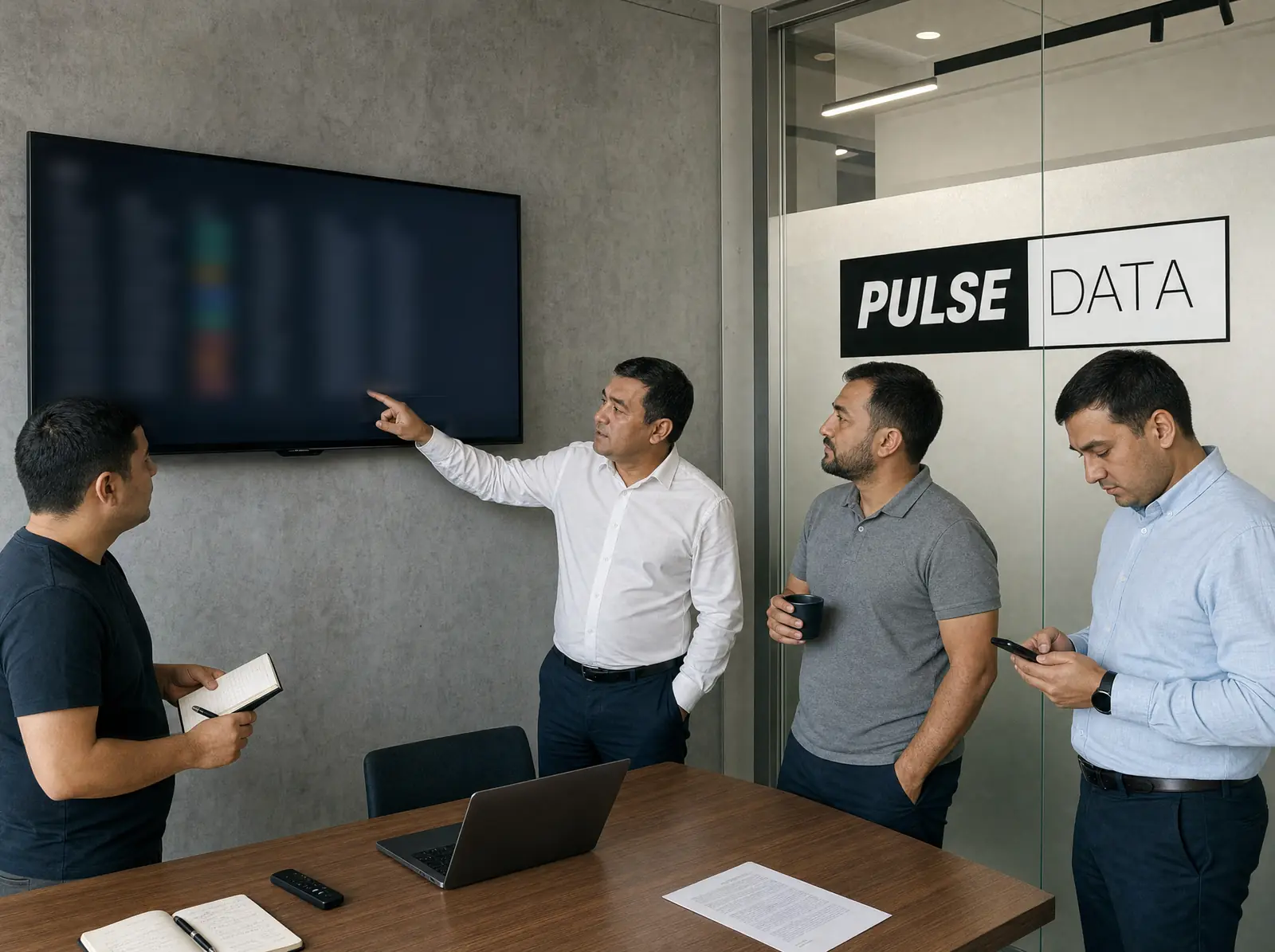 Pulse Data jamoasi ofisdagi planyorkada